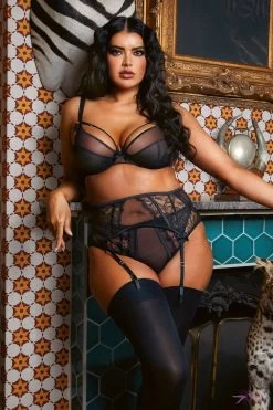 Playful Promises Fallon Plunge Bra -Fun Shop FallonBlackLacePlungeBra Mayfair Stockings 11