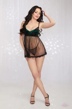 Dreamgirl Evergreen Babydoll And Thong