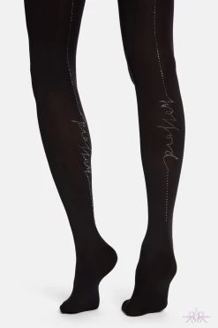 Wolford Logo Script Crystal Tights -Fun Shop Mayfair Stockings14843 8142 5 5