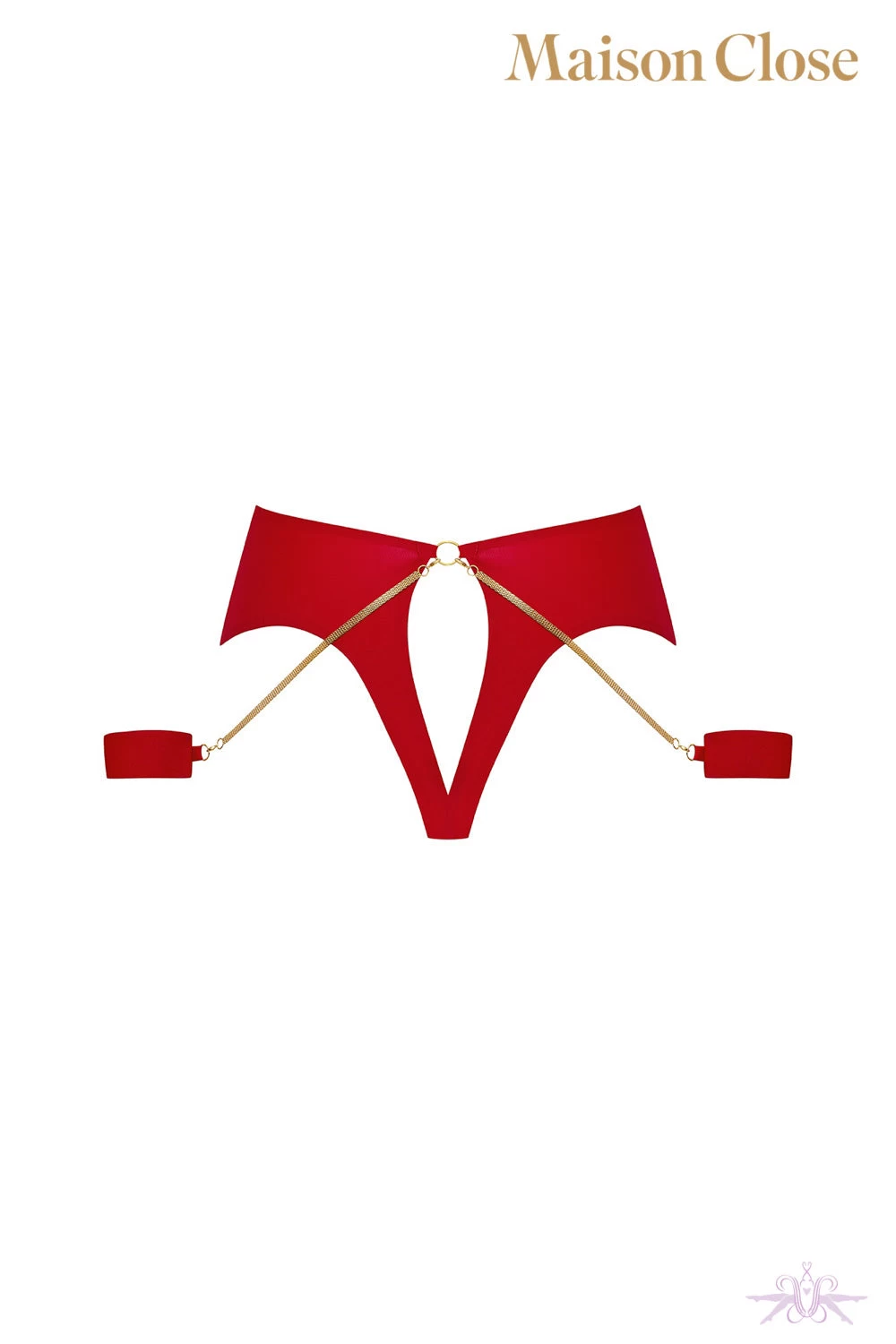 Maison Close Tapage Nocturne Red Openable High Waist Thong With Cuffs 13 Maison Close Tapage Nocturne Red Openable High Waist Thong With Cuffs - Image 11