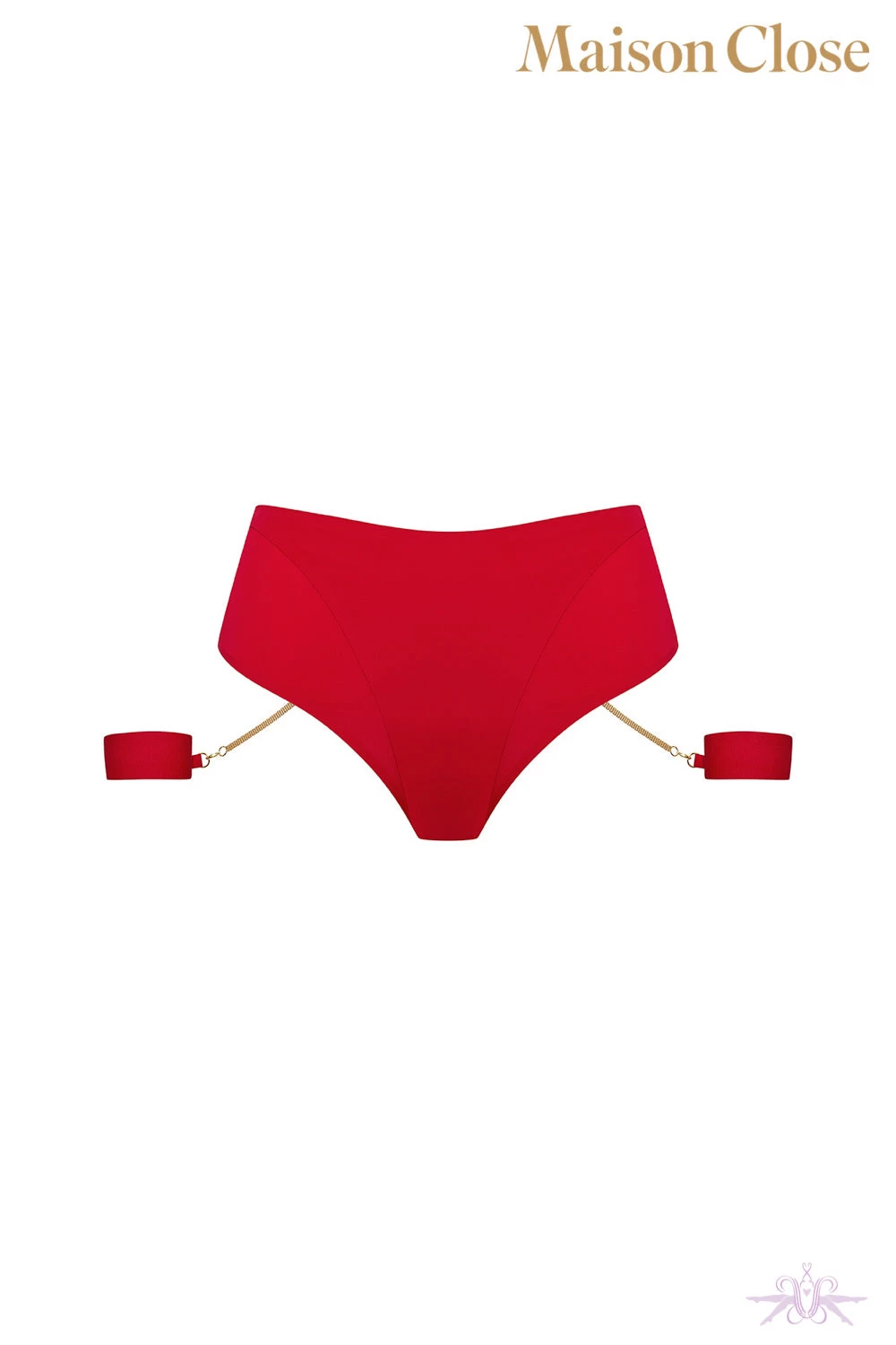 Maison Close Tapage Nocturne Red Openable High Waist Thong With Cuffs 12 Maison Close Tapage Nocturne Red Openable High Waist Thong With Cuffs - Image 10