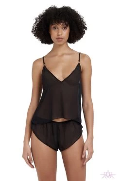 Bluebella Daisy Crop Black Cami And Short Set -Fun Shop Mayfair StockingsDaisyCropCamiandShortSet Black Front 19