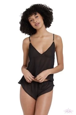 Bluebella Daisy Crop Black Cami And Short Set -Fun Shop Mayfair StockingsDaisyCropCamiandShortSet Black PS1 18