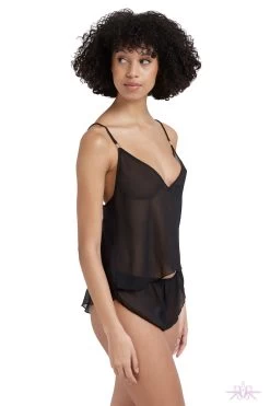Bluebella Daisy Crop Black Cami And Short Set -Fun Shop Mayfair StockingsDaisyCropCamiandShortSet Black Side 20