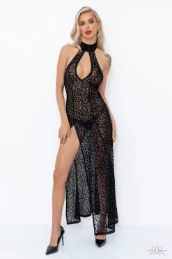 Noir Handmade Boudoir Stories Sheer Long Dress -Fun Shop Mayfair StockingsF288 front 2 62