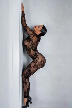 Noir Handmade Fabulous Tulle Catsuit -Fun Shop Mayfair StockingsIMAGE F237 sidestretched 9