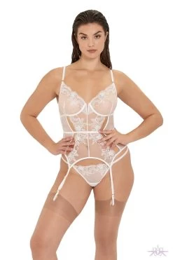 BLUEBELLA Bluebela Marseille White Basque -Fun Shop Mayfair StockingsMarseilleWiredBasqueandThong White 2 31