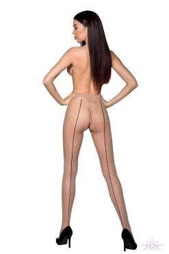 Passion Beige And Black Open Seamed Tights -Fun Shop Mayfair StockingsTiopen022beigebackcopy kopia 9