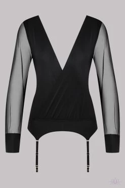 Maison Close Madame Reve Long Sleeved Bodysuit With Suspenders -Fun Shop Mayfair StockingsTop Madame Reve Black 608839 2 960x1440 crop center 2x 136