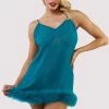 Playful Promises Bettie Page Feather Trim Teal Babydoll -Fun Shop Mayfair Stockingsbettie page lingerie nightwear teal feather trim babydoll 30498539372592 2000x 1