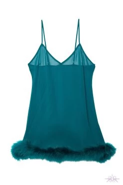 Playful Promises Bettie Page Feather Trim Teal Babydoll -Fun Shop Mayfair Stockingsbettie page lingerie nightwear teal feather trim babydoll 30498541043760 2000x 4