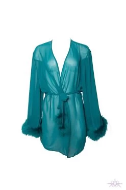 Playful Promises Bettie Page Feather Trim Teal Robe -Fun Shop Mayfair Stockingsbettie page lingerie nightwear teal feather trim robe 30498619981872 2000x 4