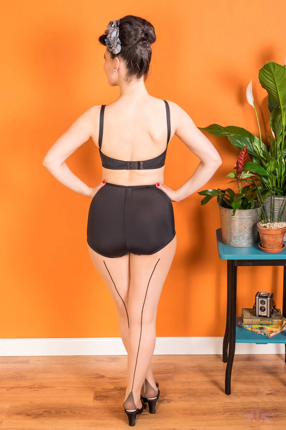 What Katie Did Contrast Champagne/Black Seamed Tights 4 What Katie Did Contrast Champagne/Black Seamed Tights - Image 2