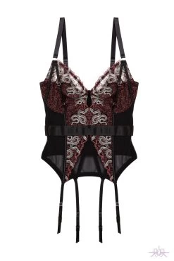 Playful Promises Black And Red Dakota Basque -Fun Shop Mayfair Stockingsplayful promises corsets waspies dakota red snake embroidered basque 30243536601136 2000x 8