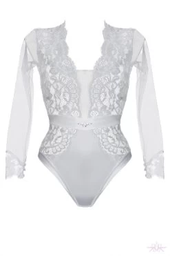 Prelude Marlene Long Sleeved White Bodysuit -Fun Shop Mayfair Stockingsyh307 yh307.alb 1 59