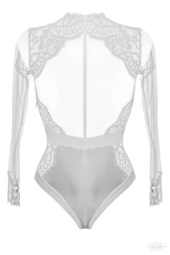 Prelude Marlene Long Sleeved White Bodysuit -Fun Shop Mayfair Stockingsyh307 yh307.alb 2 60